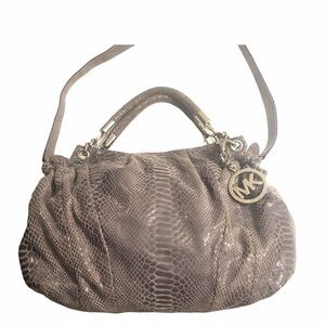 Michael kors gray snakeskin embossed leather bag